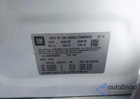 2014 Buick Encore Convenience из США, поврежденный, VIN KL4CJBSB2EB782943